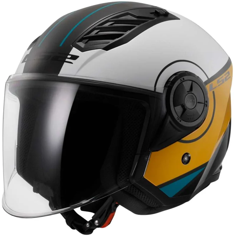 Casco Moto Jet Ls2 OF616 AIRFLOW 2 COVER Bianco Marrone Professionale