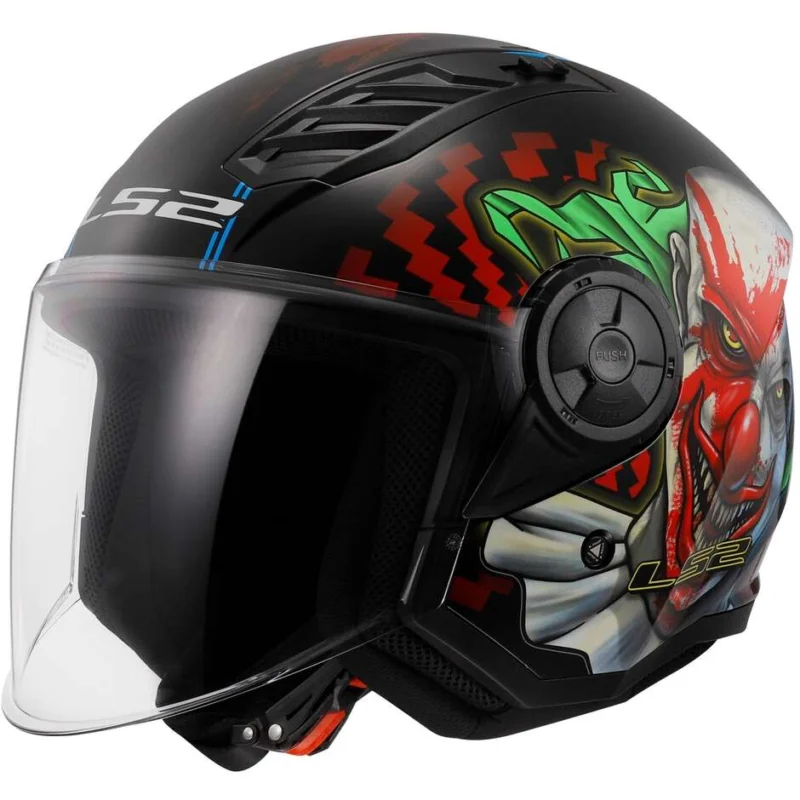 Casco Moto Jet Ls2 OF616 AIRFLOW 2 HAPPY DREAMS Nero Lucido Bestseller