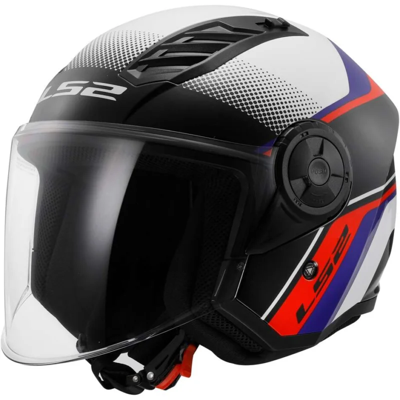 Casco Moto Jet Ls2 OF616 AIRFLOW 2 RUSH Bianco Blu Rosso Offerta Lampo