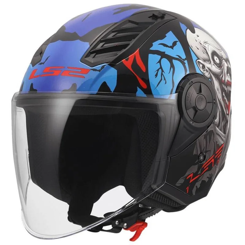 Offerta Lampo Casco Moto Jet LS2 OF616 AIRFLOW II ZOMBIE II Nero Rosso Blu