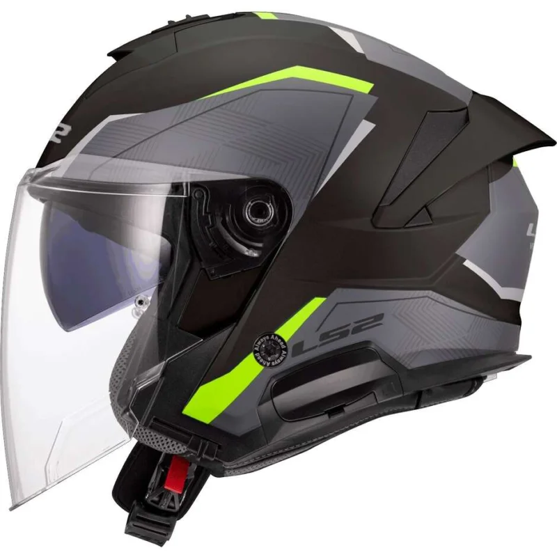 Quantità Limitata Casco Moto Jet LS2 OF618 VERSO II AIR Nero Giallo Fluo