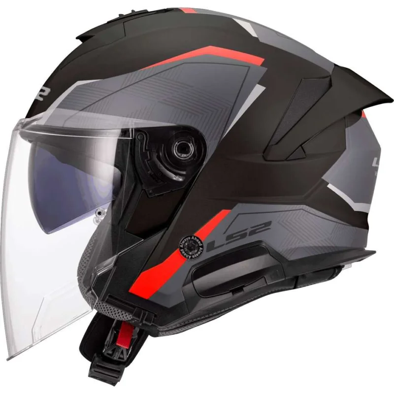 Casco Moto Jet LS2 OF618 VERSO II AIR Nero Rosso Compra Oggi Stesso