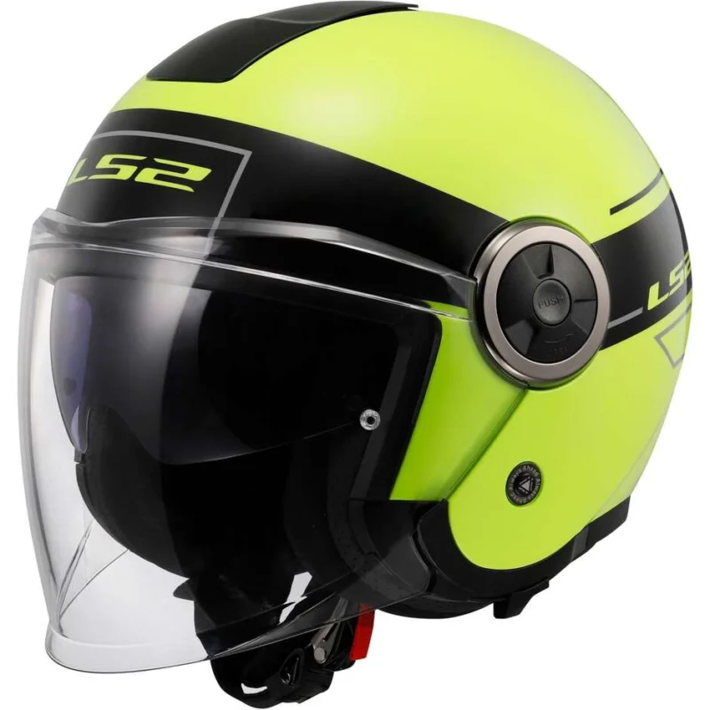 Ultima Occasione Casco Moto JetLs2 OF620 CLASSY CLASSIC Nero Giallo Fluo