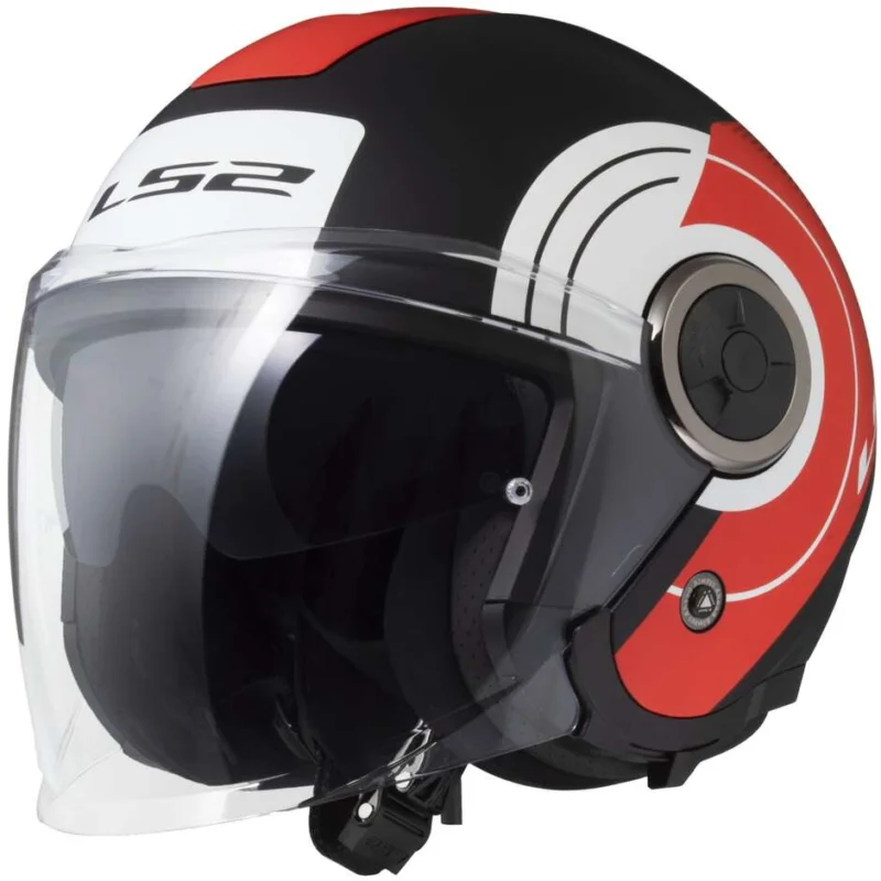 Casco Moto JetLs2 OF620 CLASSY DISKO Nero Opaco Rosso Bianco Subito Disponibile