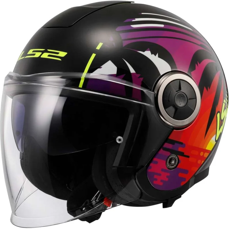 Casco Moto JetLs2 OF620 CLASSY PALM Nero Offerta Del Giorno