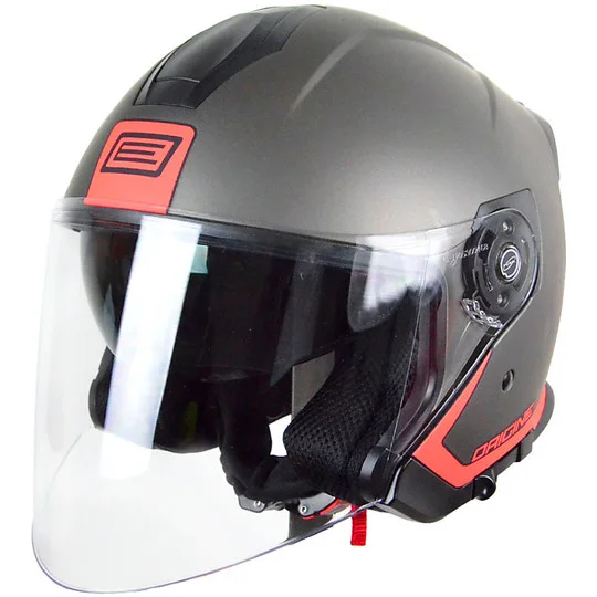 Casco Moto Jet Lungo Origine Palio Doppia Visiera Bicolor Flow Red Soddisfatti O Rimborsati