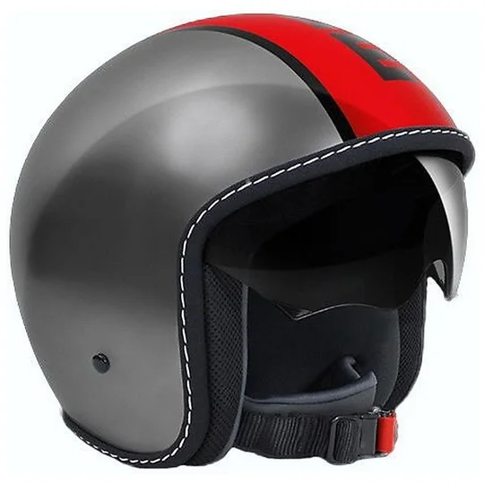 Novità Casco Moto Jet Momo Design Blade Antracite Lucido Rosso Nero