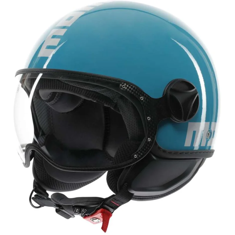 Casco Moto Jet Momo Design FGTR CLASSIC Candy Lake Blu Bianco Quantità Limitata