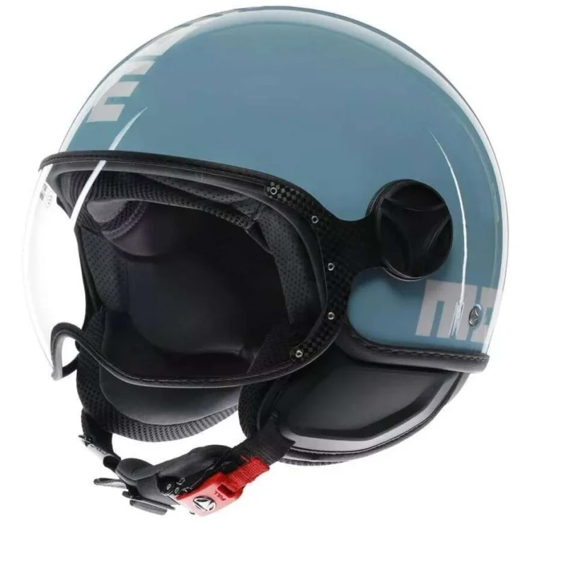 Casco Moto Jet Momo Design FGTR CLASSIC Candy Sky Blu Bianco Reso Gratuito