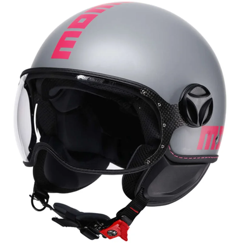 Casco Moto Jet Momo Design FGTR CLASSIC Grigio Opaco Fucsia Fluo Miglior Prezzo