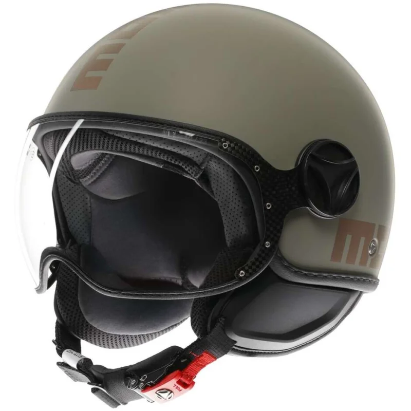 Casco Moto Jet Momo Design FGTR CLASSIC Mono Flip Verde Opaco Bronzo Popolare