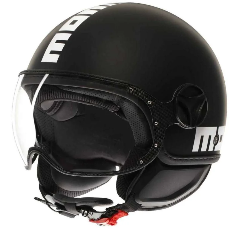 Scelto Dai Clienti Casco Moto Jet Momo Design FGTR CLASSIC Mono Nero Opaco Bianco