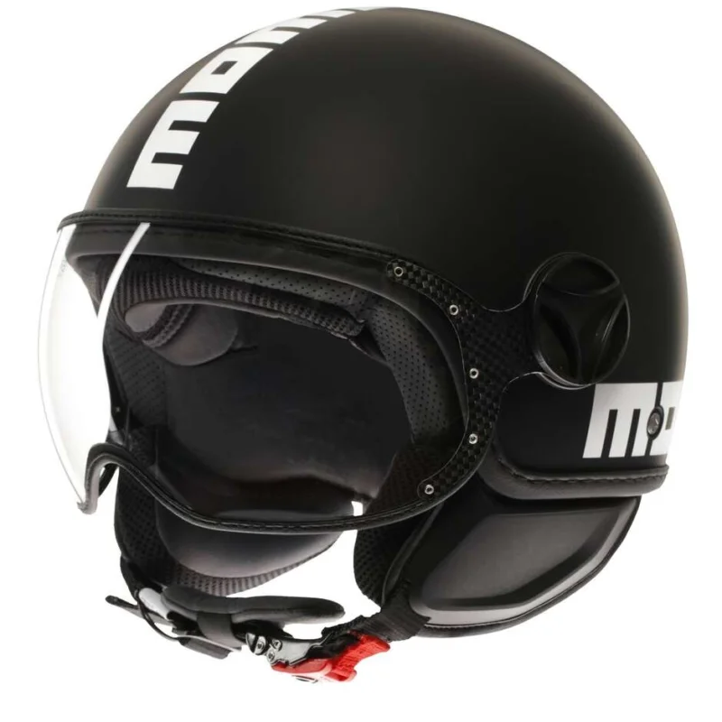 Spedito Oggi Casco Moto Jet Momo Design FGTR CLASSIC Mono Nero Opaco Bianco