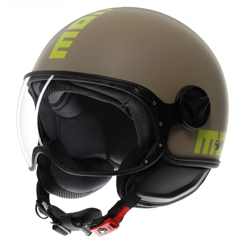 Sconto Casco Moto Jet Momo Design FGTR CLASSIC Mono Sand Opaco Lime