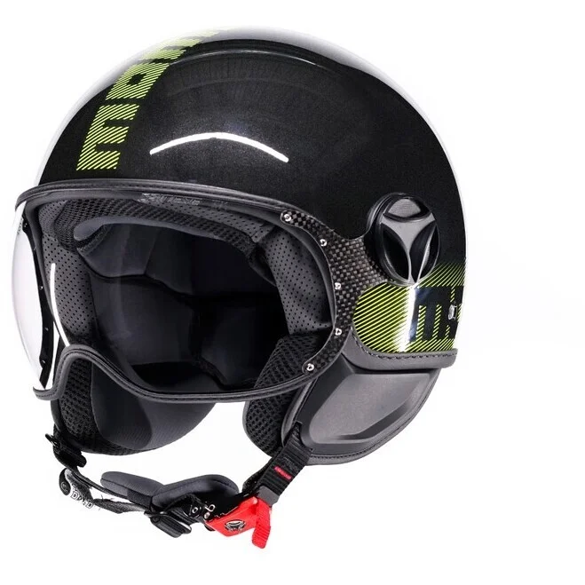 Affare Casco Moto Jet Momo Design FGTR CLASSIC Stripes Glitter Nero Giallo