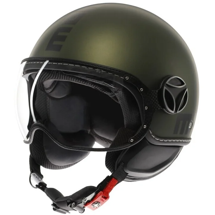 Esclusivo Casco Moto Jet Momo Design FGTR EVO Mono Verde Opaco Nero