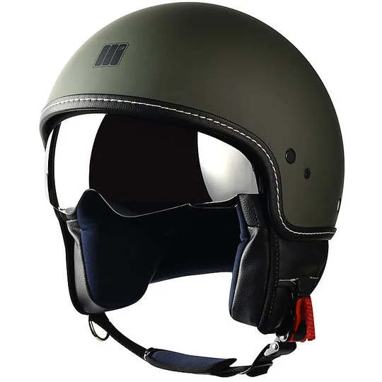 Ultima Occasione Casco moto Jet Motocubo Beetle Verde Military Opaco Con Visierino
