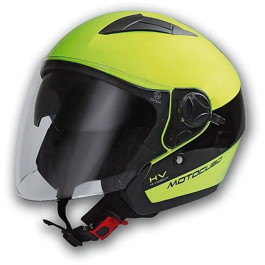 Compra Oggi Stesso Casco Moto Jet Motocubo Jet Sun Evo Giallo Hi Vision Doppia Visiera
