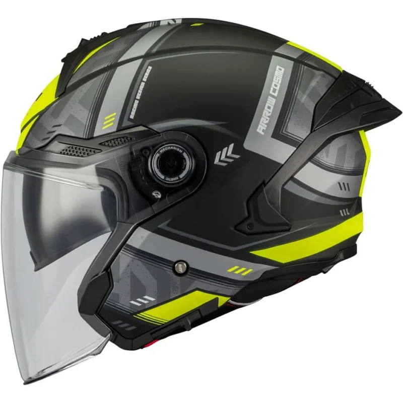 Casco Moto Jet Mt Helmets COSMO SV ARROW B3 Giallo Grigio Nero Opaco Offerta Lampo