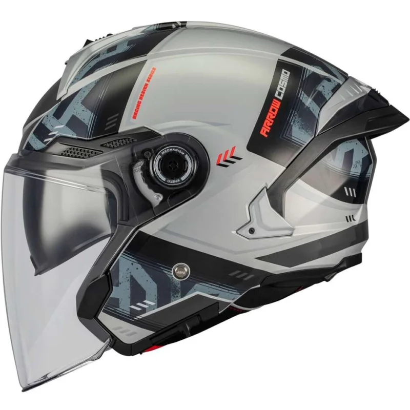 Spedizione Gratuita Casco Moto Jet Mt Helmets COSMO SV ARROW C2 Grigio Nero Lucido