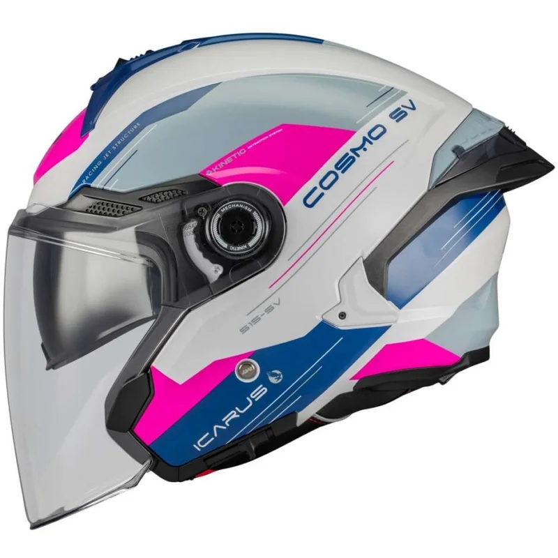 Offerta Limitata Casco Moto Jet Mt Helmets COSMO SV ICARUS A8 Grigio Blu Rosa Lucido