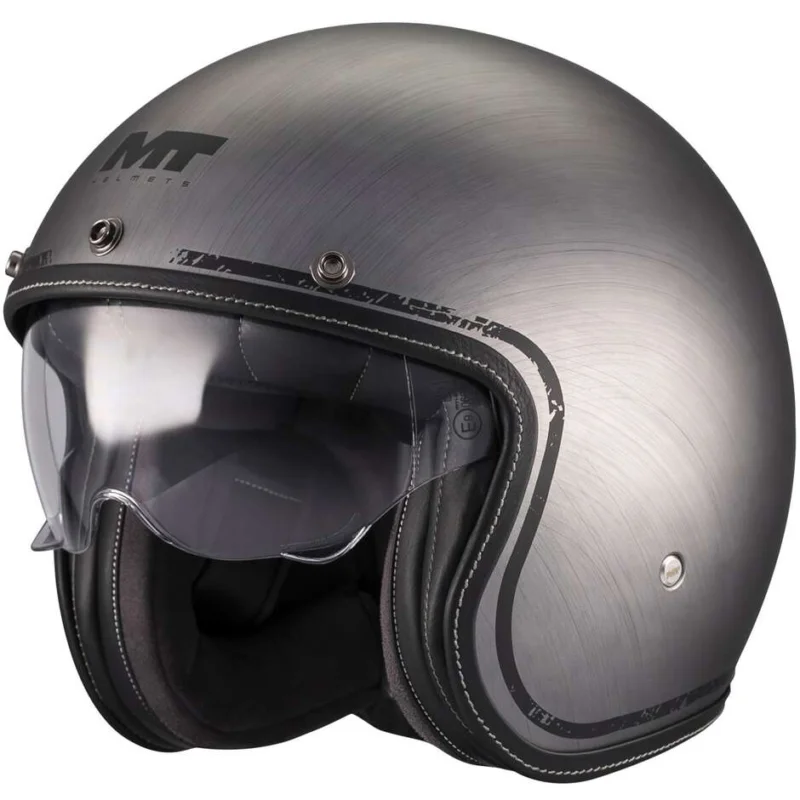 Offerta Speciale Casco Moto Jet Mt Helmets LE MANS 2 SV S BRUSHED A2 Grigio Opaco