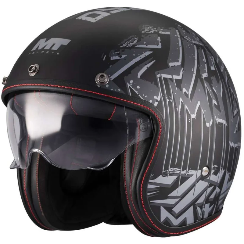 Miglior Prezzo Casco Moto Jet Mt Helmets LE MANS 2 SV S DYSTOPIC B12 Nero Grigio Opaco