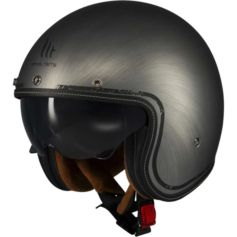 Casco Moto Jet MT Helmetss LE MANS 2 SV S SCRATCHED CHROME A2 Opaco Promozione
