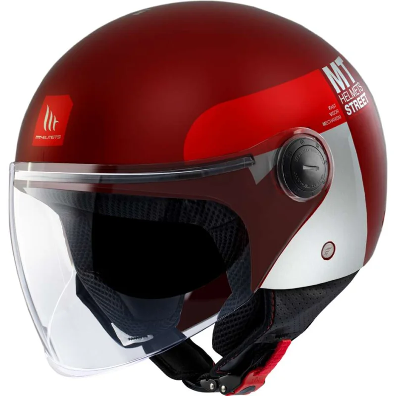 Casco Moto Jet Mt Helmets STREET S 22.06 Inboard C5 Rosso Opaco Economico