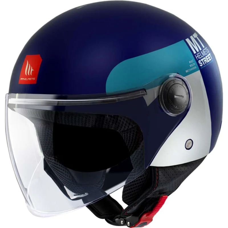 Saldi Casco Moto Jet Mt Helmets STREET S 22.06 Inboard C7 Blu Opaco