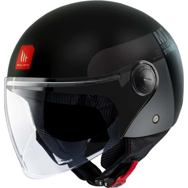 Novità Casco Moto Jet Mt Helmets STREET S 22.06 Inboard D2 Grigio Opaco