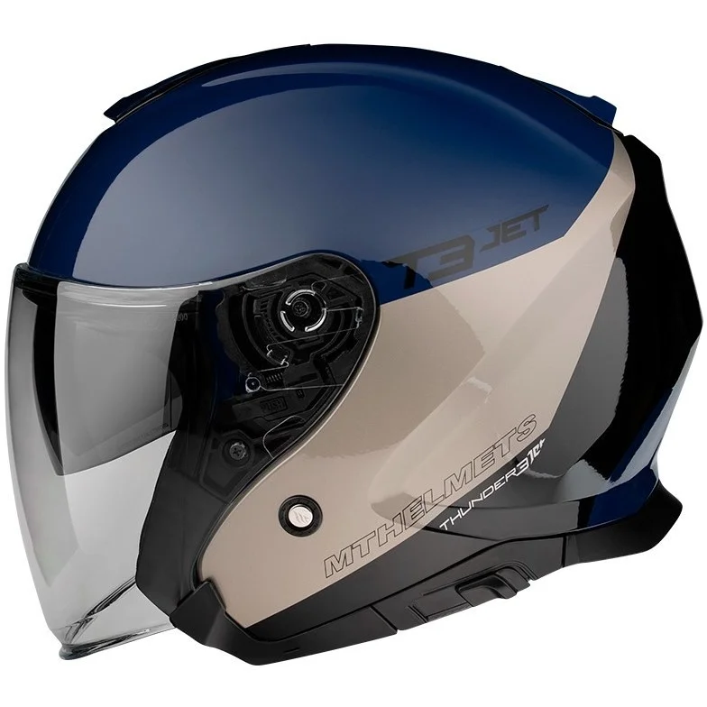 Casco Moto Jet MT Helmets Thunder3 SV Jet Xpert A17 Blu Lucido Esclusivo