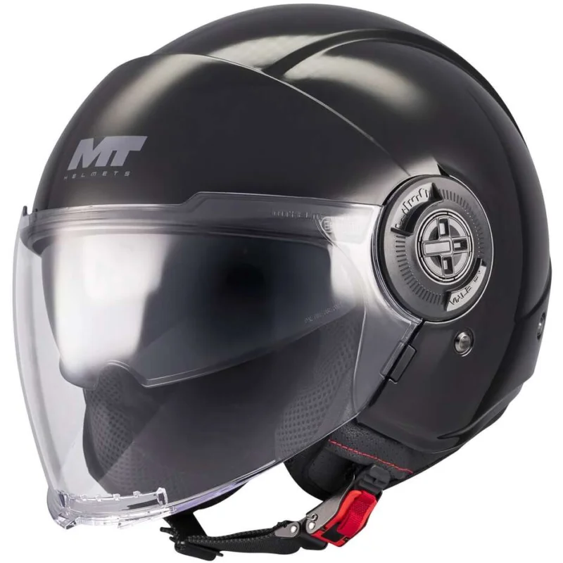 Promozione Casco Moto Jet Mt Helmets VIALE SV S PURE A1 Nero Lucido