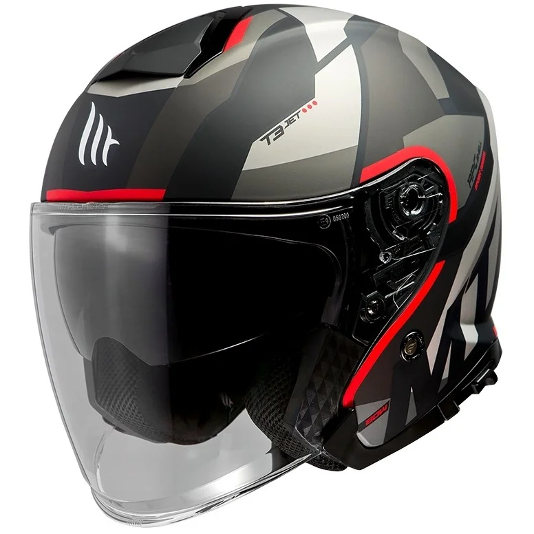 Casco Moto Jet Mt Helmet THUNDER Sv Jet BOW A5 Nero Rosso Opaco Popolare