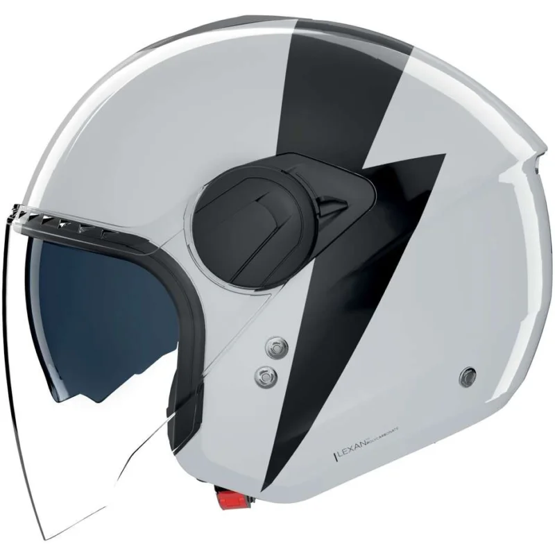 Esclusivo Casco Moto Jet Nolan N20-2 VISOR IMPETO 345 Perla Nero Lucido