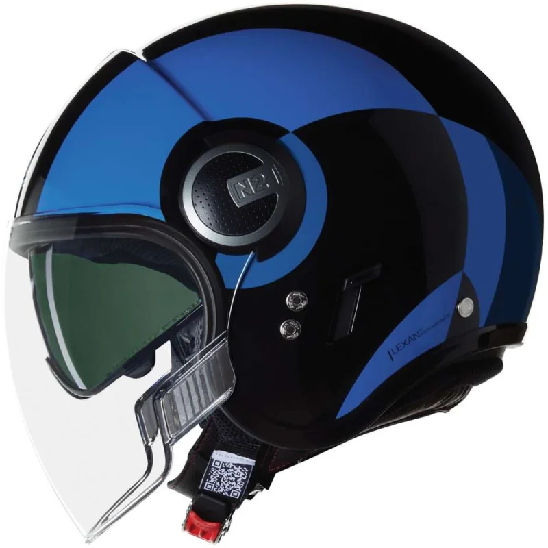 Quantità Limitata Casco Moto Jet Nolan N21 VISOR 06 BICROMO 351 Nero Blu Azzurro Lucido