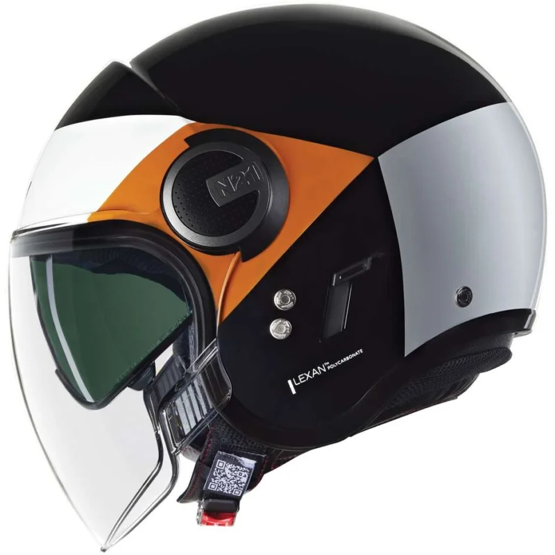 Economico Casco Moto Jet Nolan N21 VISOR 06 ONIRICO 345 Nero Bianco Arancione Lucido