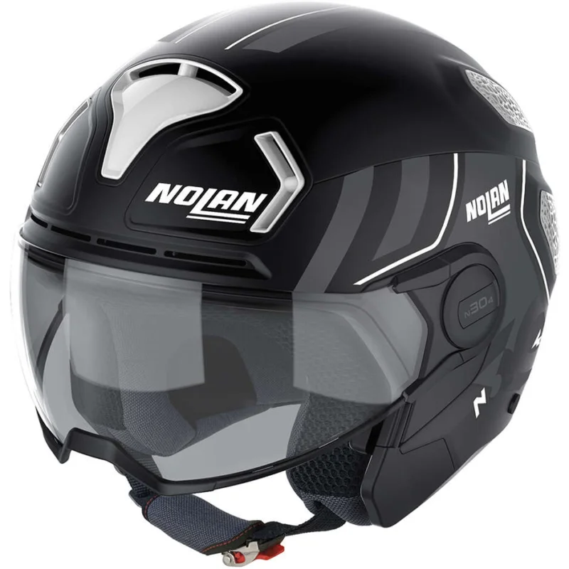 Casco Moto Jet Nolan N30-4 T PARKOUR 024 Nero Opaco Bianco Professionale