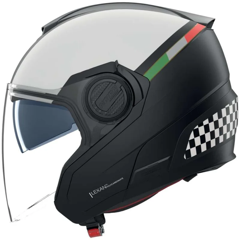 Casco Moto Jet Nolan N40-5 06 BELLAVISTA 341 Nero Bianco Scacchi Opaco Di Tendenza