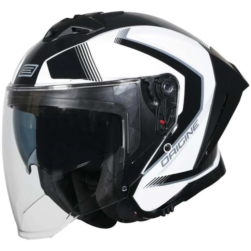 Offerta Casco Moto Jet ORIGINE APRICA ESSENTIAL Nero Bianco Lucido 22.06