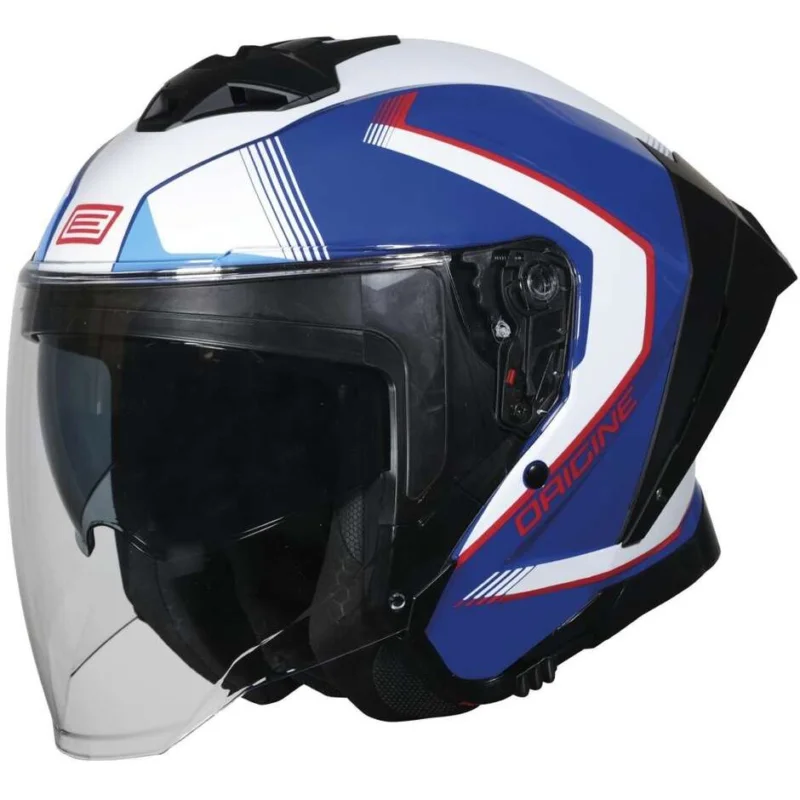 Casco Moto Jet ORIGINE APRICA ESSENTIAL Rosso Blu Lucido 22.06 Affare
