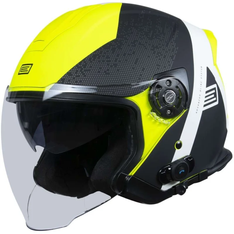 Casco Moto Jet Origine PALIO 2.0 + Bt Hyper Nero Giallo Fluo Opaco Must-Have