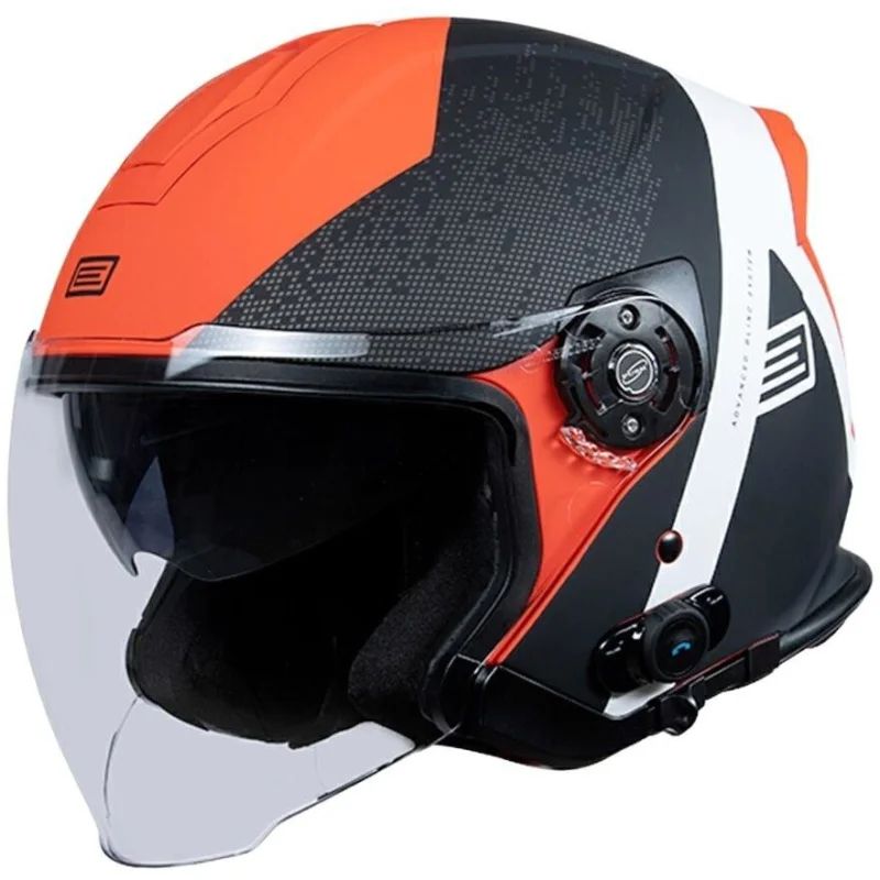 Casco Moto Jet Origine PALIO 2.0 + Bt Hyper Nero Rosso Fluo Opaco Prezzo Conveniente