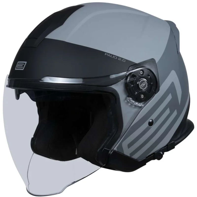 Popolare Casco Moto Jet Origine PALIO 2.0 Scout Nero Grigio Opaco