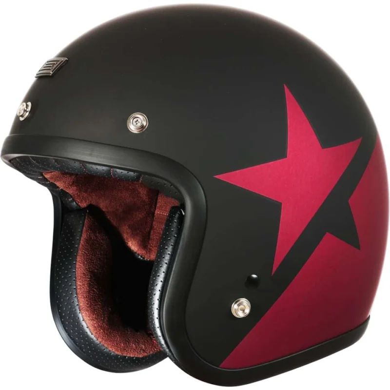 Saldi Casco Moto Jet Origine PRIMO Star Rosso Nero Opaco 22.06