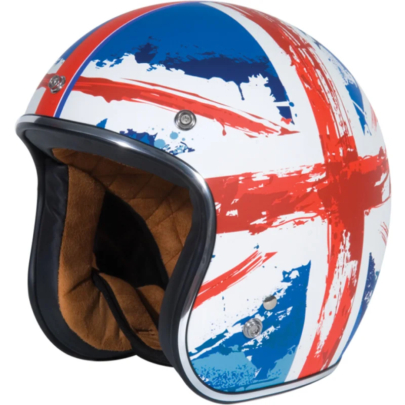 Casco Moto Jet Origine PrimoVintage Custom Flag UK Promozione