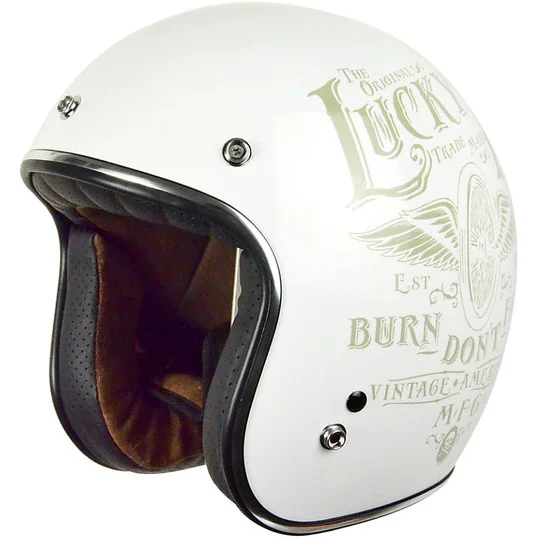 Casco Moto Jet Origine PrimoVintage Custom Flying Wheel Bianco Prezzo Di Fabbrica