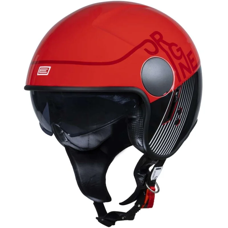 Popolare Casco Moto Jet Origine SIERRA Snatch Rosso Fluo Lucido