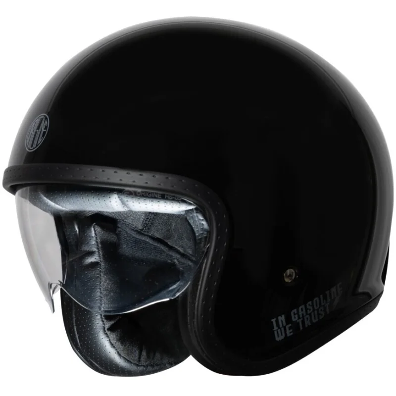 Casco Moto Jet ORIGINE SPIRIT STICKY Nero Lucido 22.06 Prezzo Basso