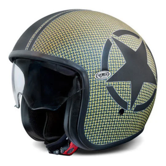 Casco Moto Jet Premier Vintage Carbon Bm Scelto Dai Clienti